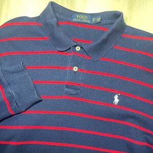 Polo Ralph Lauren Pony Rugby Long Sleeve Polo Shirt Sz XL Red / Navy Striped